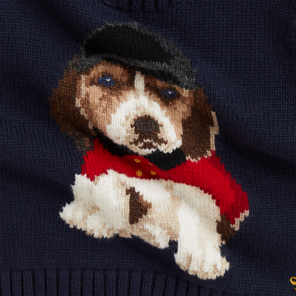 Dog-Intarsia Crewneck Sweater