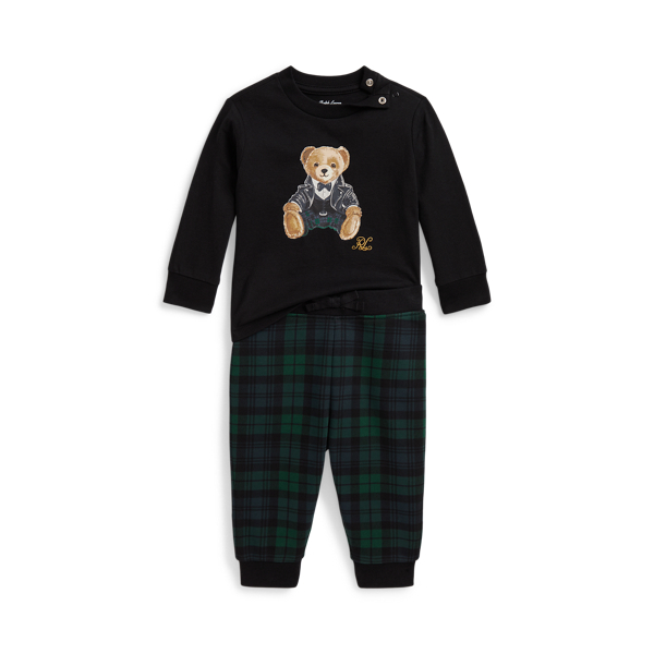 Polo Bear Tee & Plaid Fleece Trouser Set