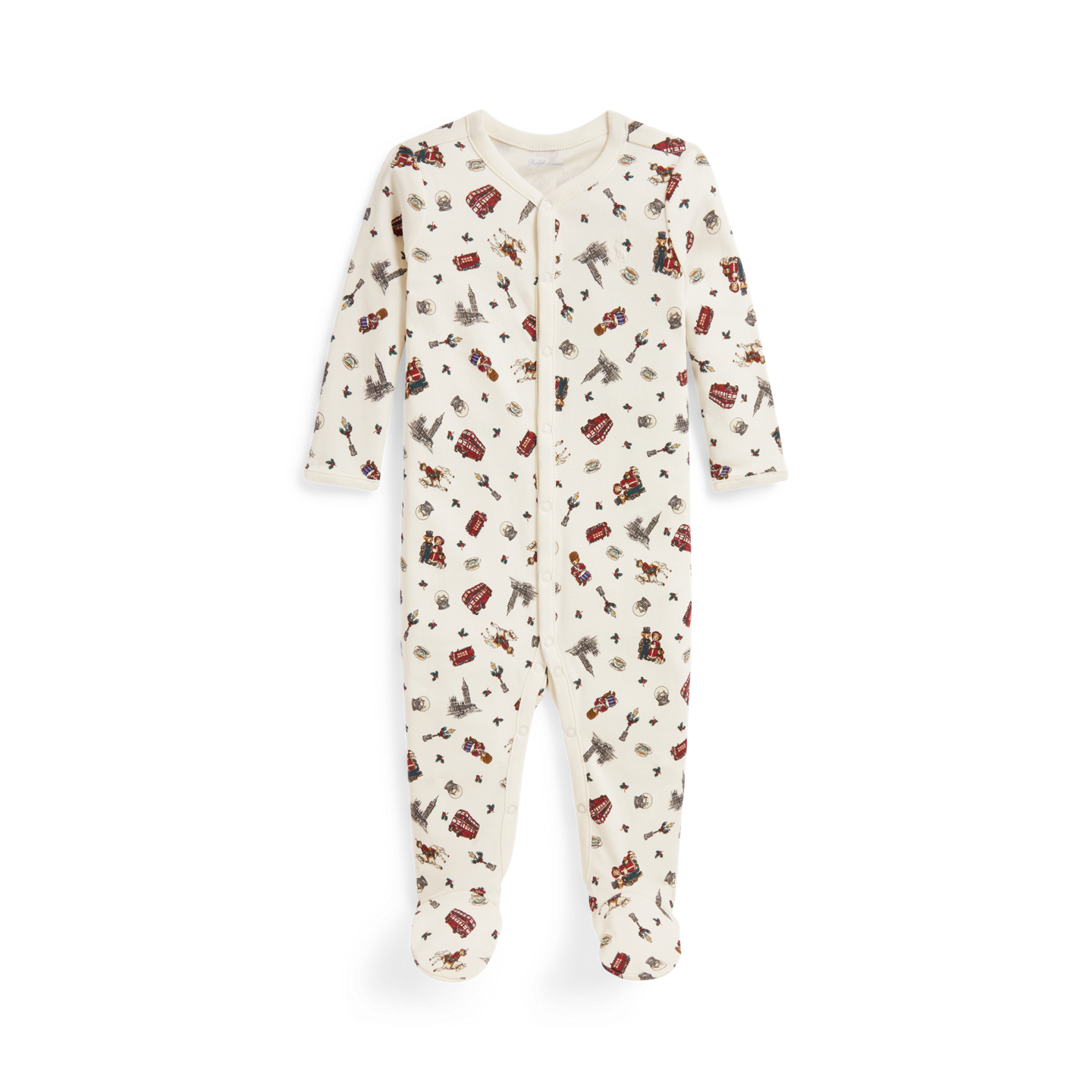 Детский комбинезон Ralph Lauren Polo Bear Cotton Interlock Coverall, цвет: Winter Bearville — фото 2