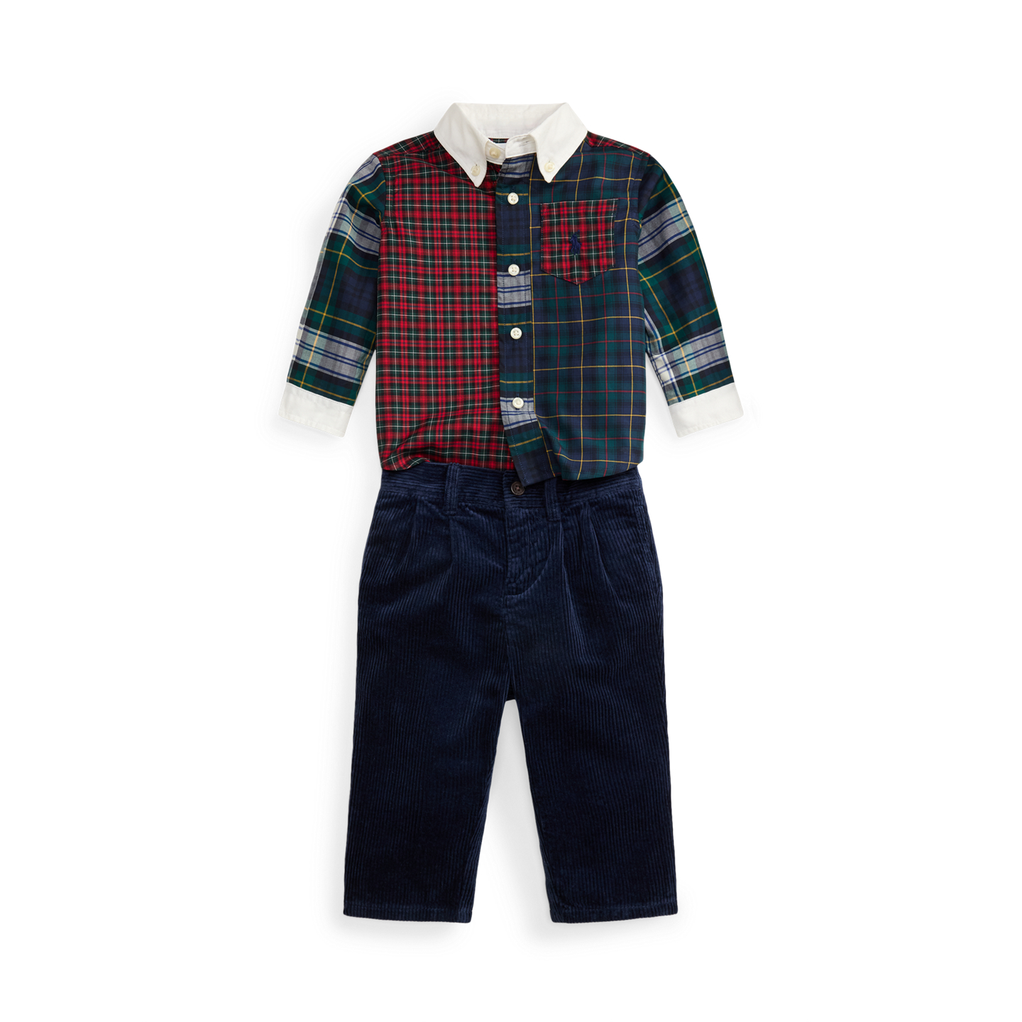 Детские комплекты Ralph Lauren Plaid Cotton Fun Shirt & Corduroy Pant, цвет: Разноцветный — фото 2