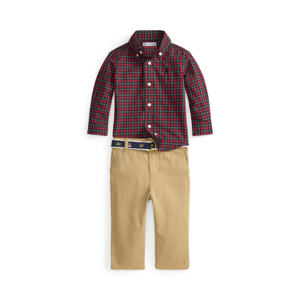 Plaid Poplin Shirt, Belt & Chino Pant