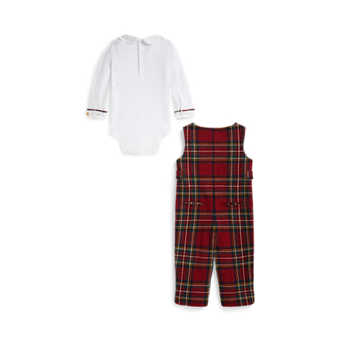 Детские комплекты Ralph Lauren Cotton Bodysuit & Wool-Blend Overall, цвет: Состаренный красный разноцветный