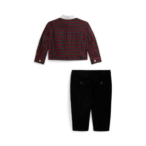 Детские комплекты Ralph Lauren Plaid Cotton Poplin Shirt & Velvet Pant, цвет: Зелёный / Красный разноцветный