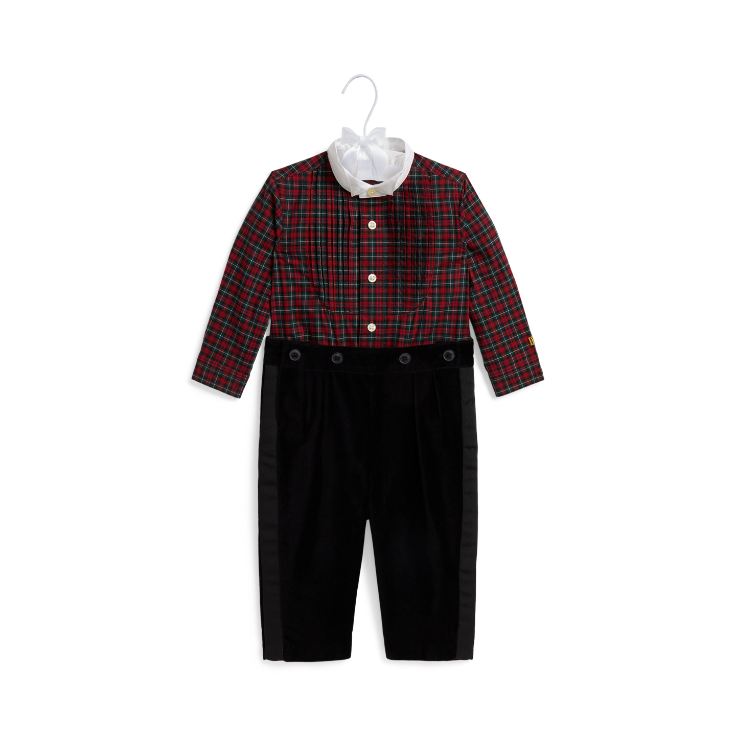 Детские комплекты Ralph Lauren Plaid Cotton Poplin Shirt & Velvet Pant, цвет: Зелёный / Красный разноцветный — фото 2