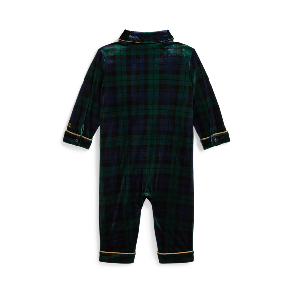Plaid Velour Double-Breasted Coverall