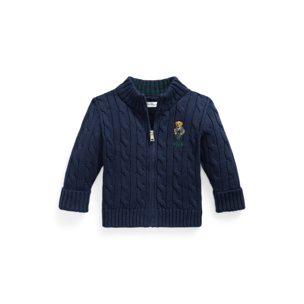 Polo Bear Cable Cotton Full-Zip Jumper
