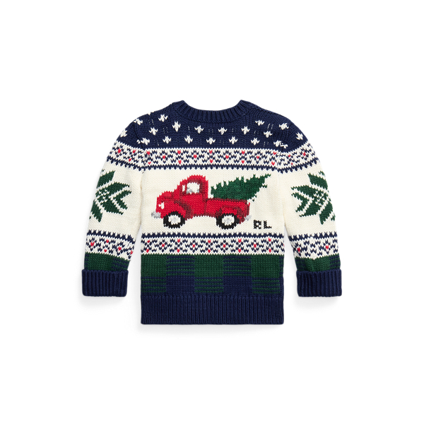 Maglia in cotone con furgone a intarsi