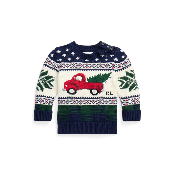 Maglia in cotone con furgone a intarsi