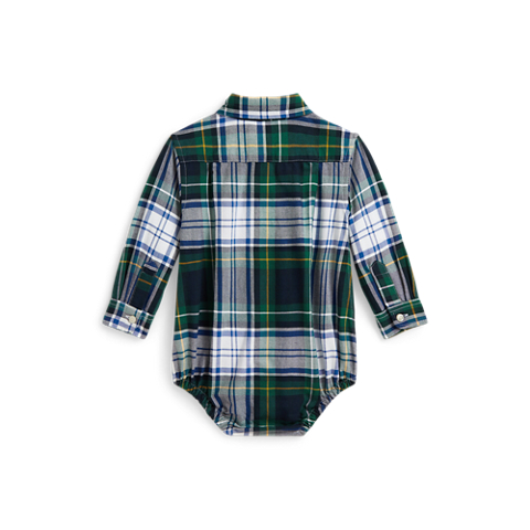 Боди Plaid Oxford для детей, хлопок — Ralph Lauren, цвет: Белый / Зелёный разноцветный
