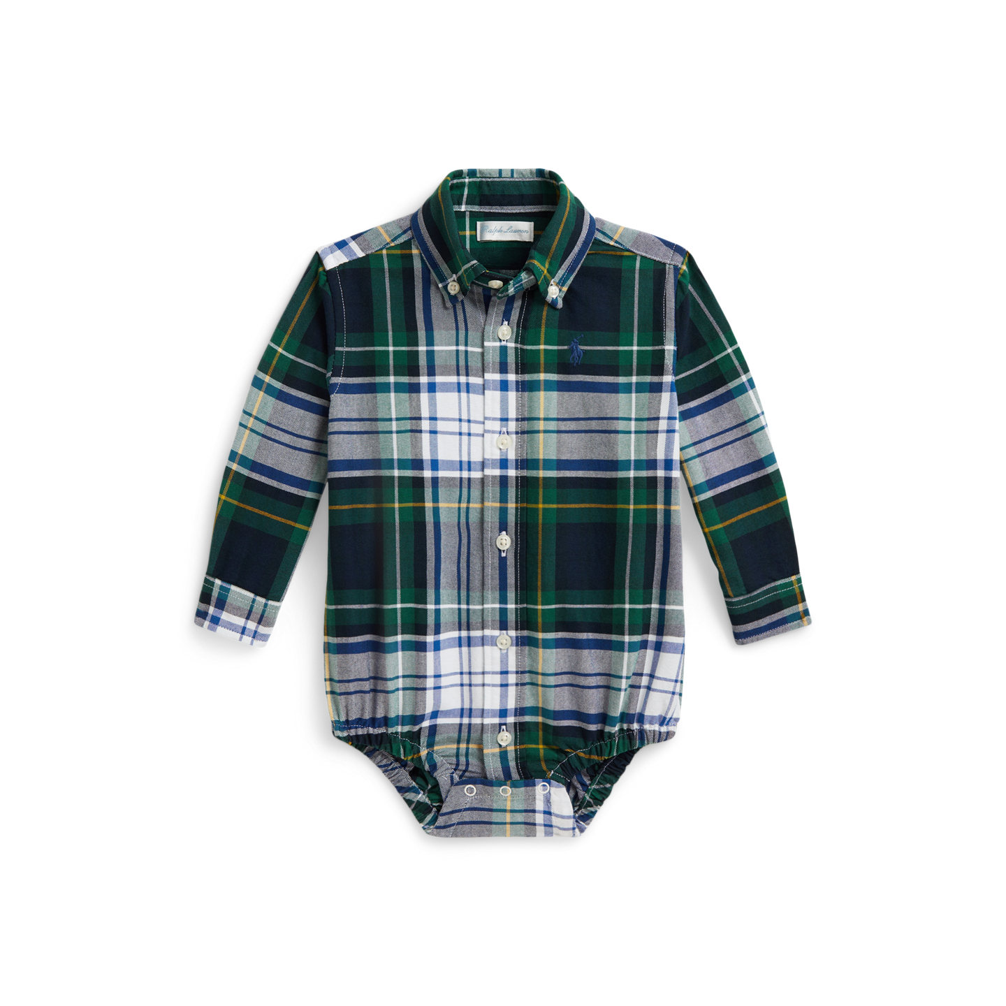 Боди Plaid Oxford для детей, хлопок — Ralph Lauren, цвет: Белый / Зелёный разноцветный — фото 2