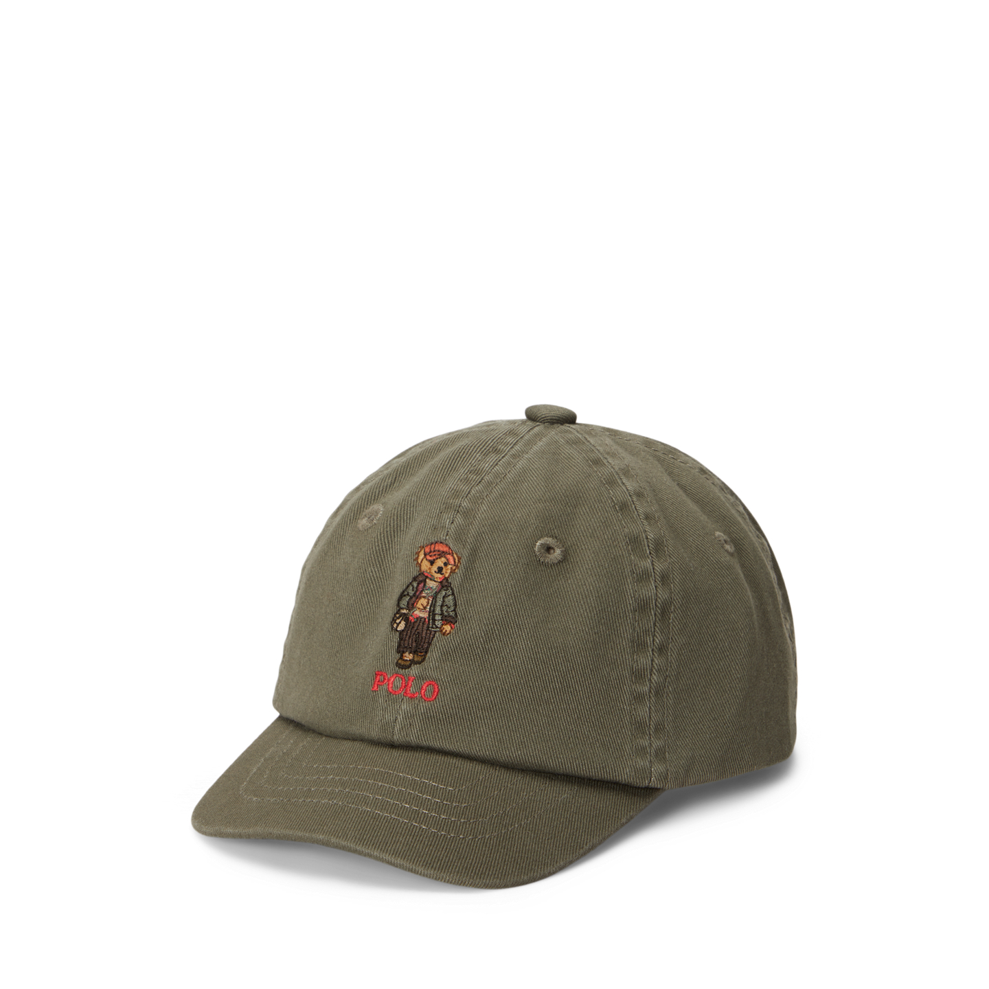 Детская кепка Ralph Lauren Polo Bear Twill Ball, цвет: Оливковый — фото 2