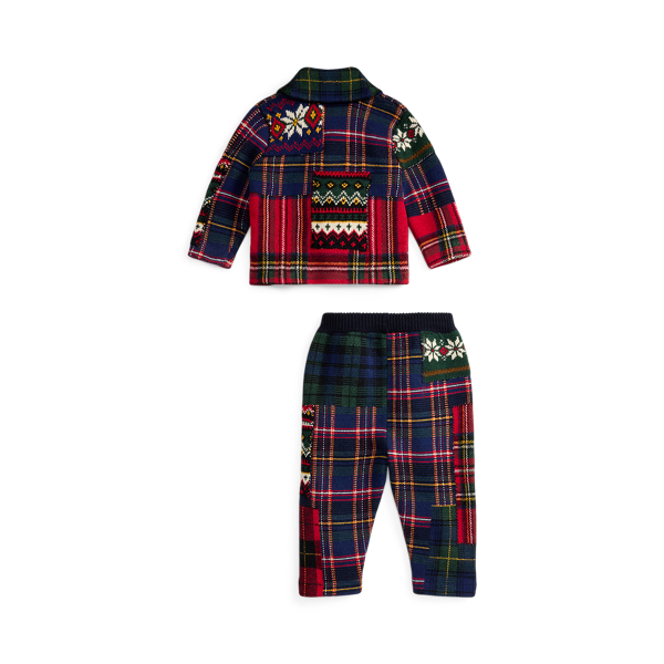 Patchwork Cotton-Wool Cardigan & Pant