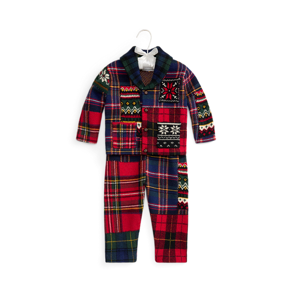 Patchwork Cotton-Wool Cardigan & Pant