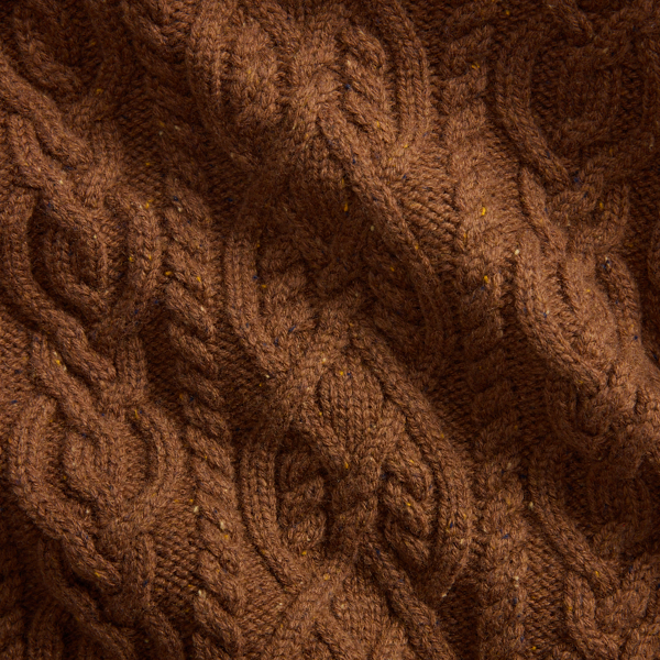 Aran-Knit Wool Shawl Cardigan