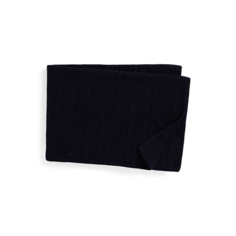 Детский плед Ralph Lauren Cable-Knit Cashmere Blanket, цвет: Тёмно-синий