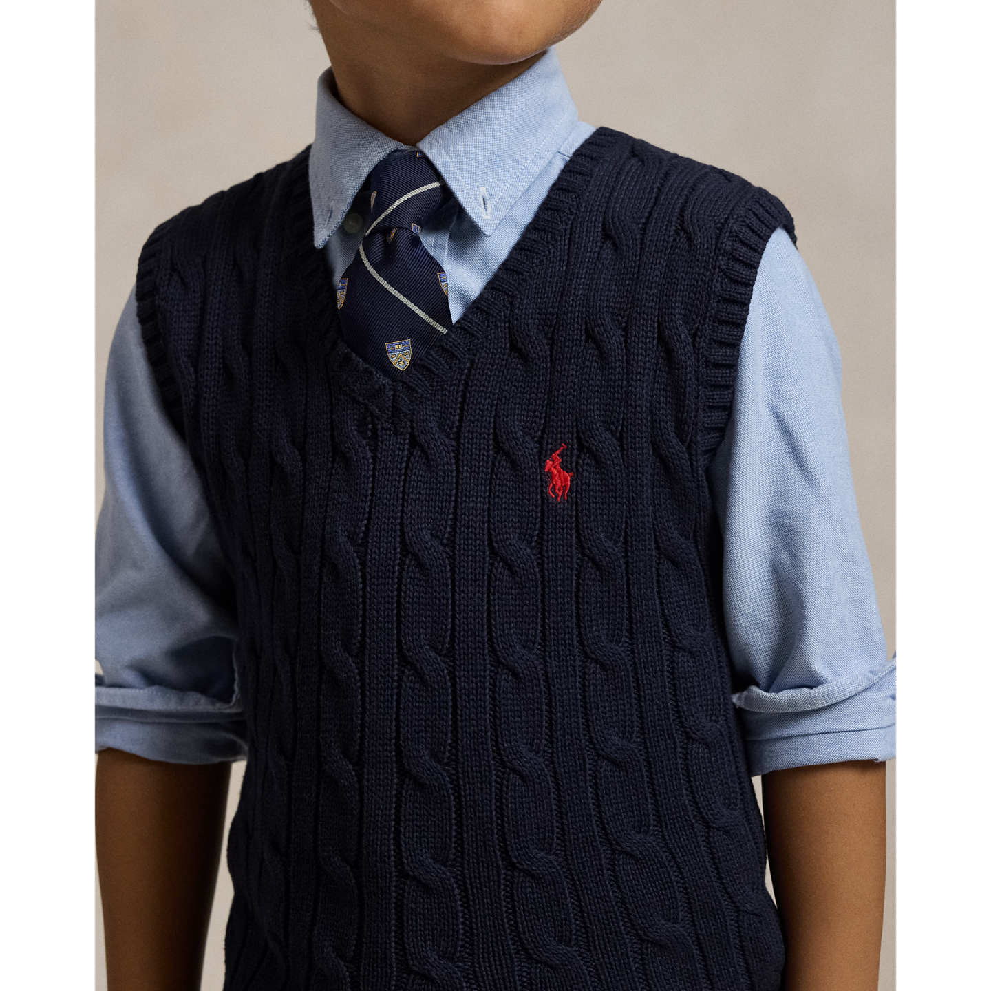 Жилет Ralph Lauren Cable-Knit Cotton Sweater Vest, цвет: Тёмно-синий — фото 3