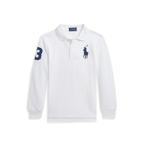 White Big Pony Mesh Long-Sleeve Polo Boys 2-7 1