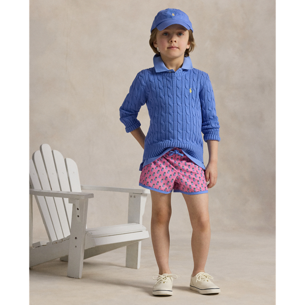 Baumwollpullover mit Zopfmuster Boys 2-7 in Harbor-Island-Blau 4