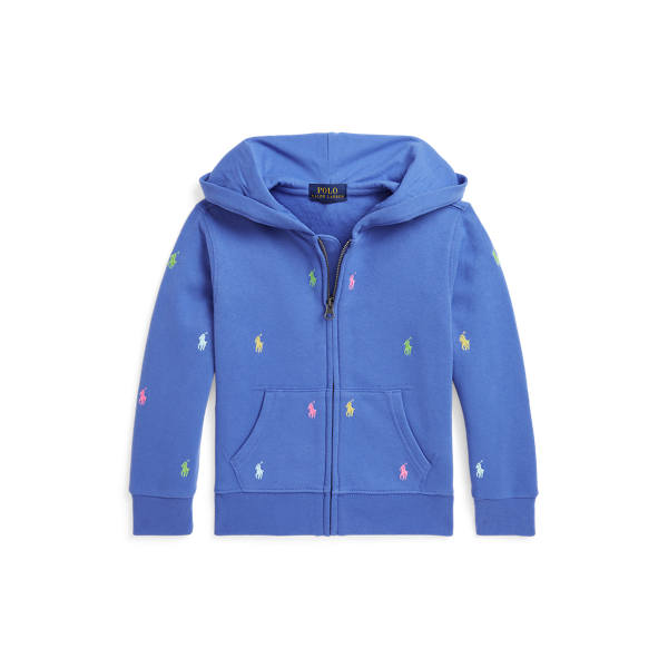 Fleece-Kapuzenjacke mit Polo Pony