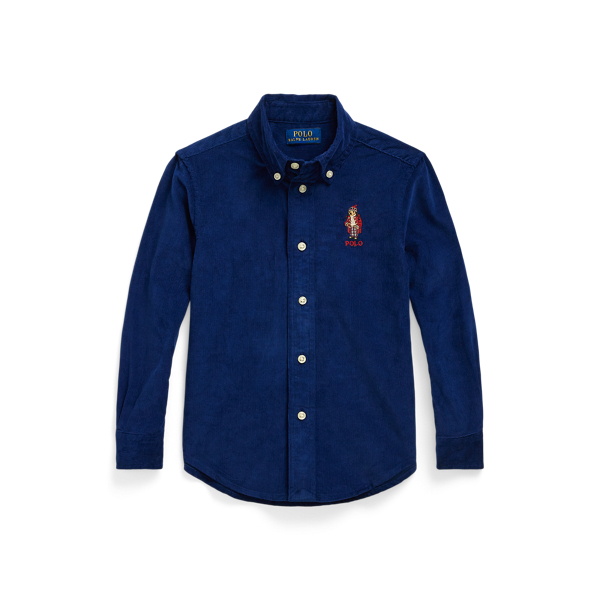 Newport Navy Polo Bear Corduroy Shirt Boys 2-7 1