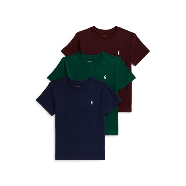 Blue/Green/Red Cotton Jersey Crewneck Tee 3-Pack Boys 2-7 for back to school 2