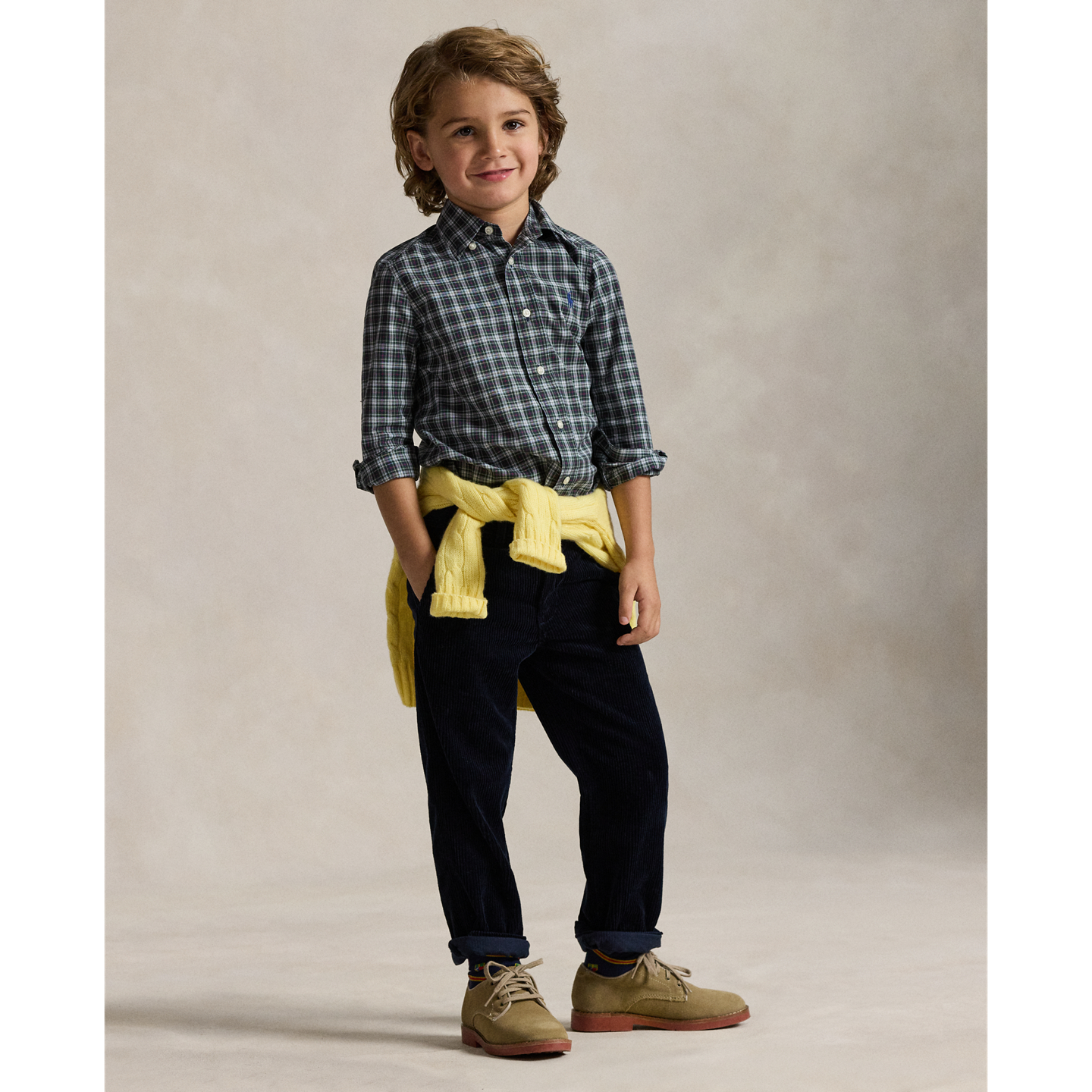 Детские брюки Ralph Lauren Bedford Straight Fit Corduroy, цвет: Тёмно-зелёный тёмно-синий — фото 4