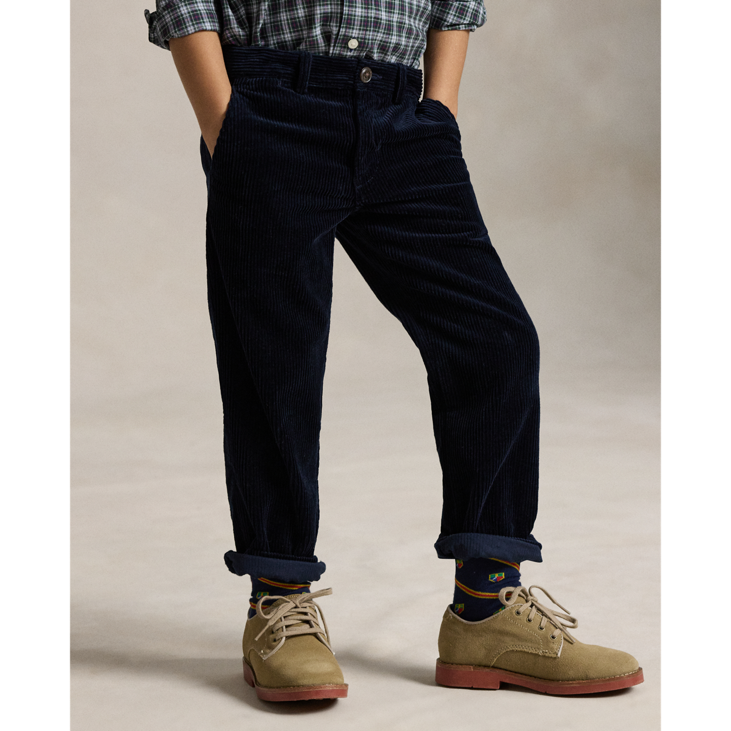 Детские брюки Ralph Lauren Bedford Straight Fit Corduroy, цвет: Тёмно-зелёный тёмно-синий — фото 2
