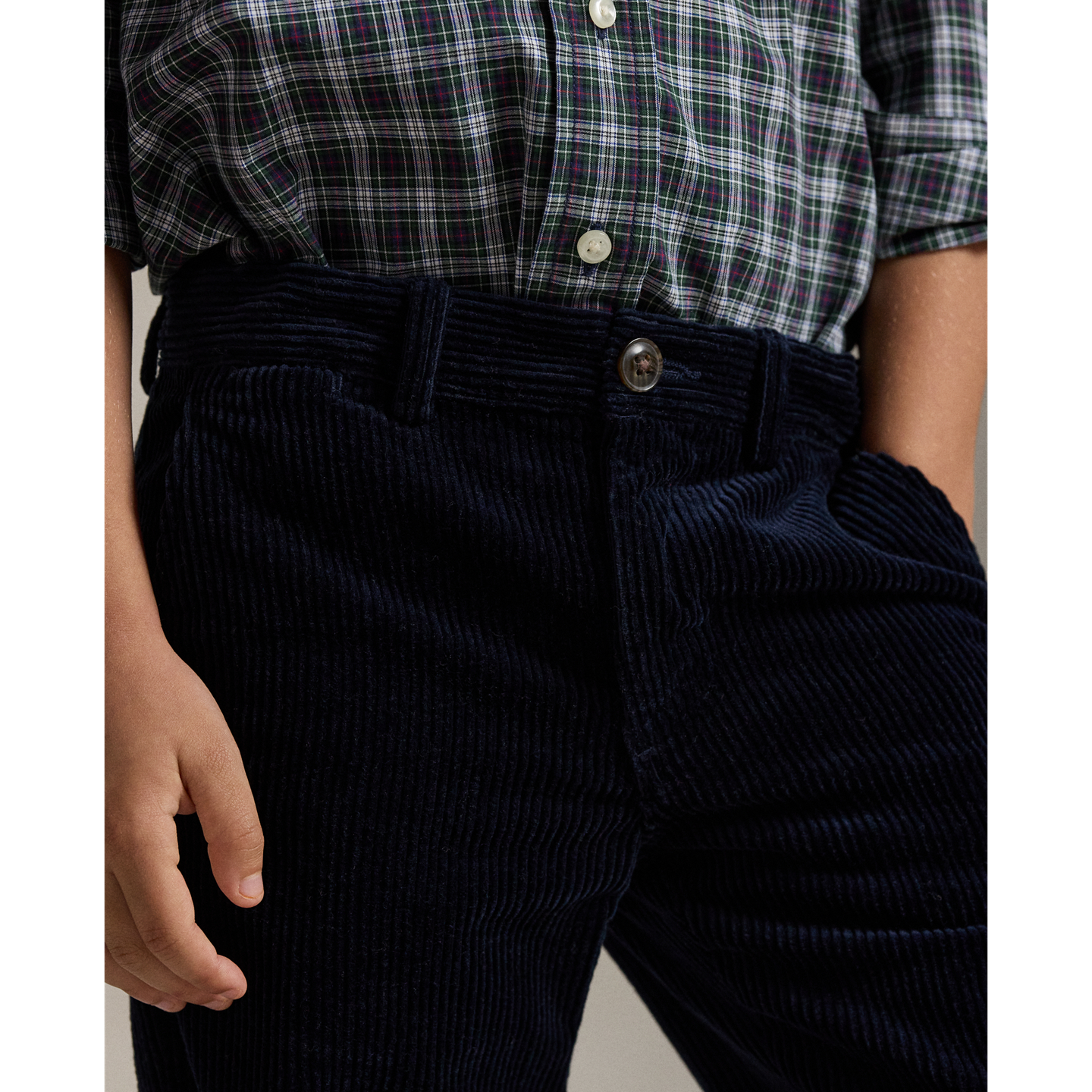 Детские брюки Ralph Lauren Bedford Straight Fit Corduroy, цвет: Тёмно-зелёный тёмно-синий — фото 3