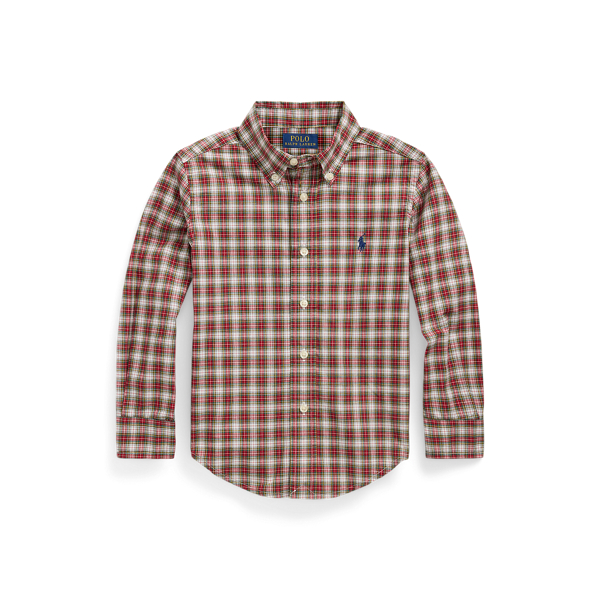 Red/White Multi Plaid Cotton Poplin Shirt Boys 2-7 1