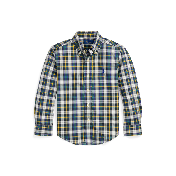 Camisa de popelina de algod&atilde;o xadrez Boys 1.5-6 Years em 1