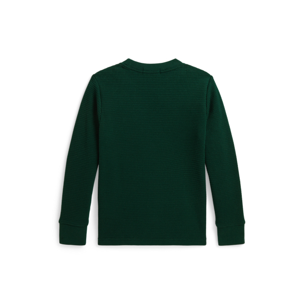 Moss Agate Waffle-Knit Cotton Long-Sleeve Tee Boys 2-7 2