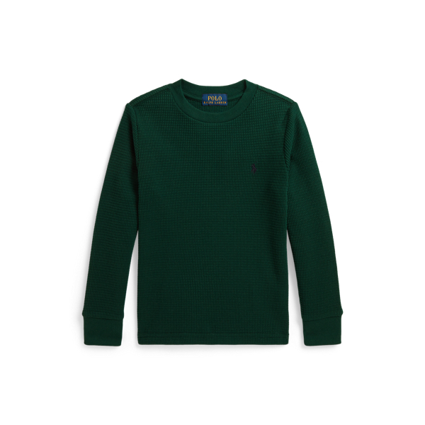 Moss Agate Waffle-Knit Cotton Long-Sleeve Tee Boys 2-7 1