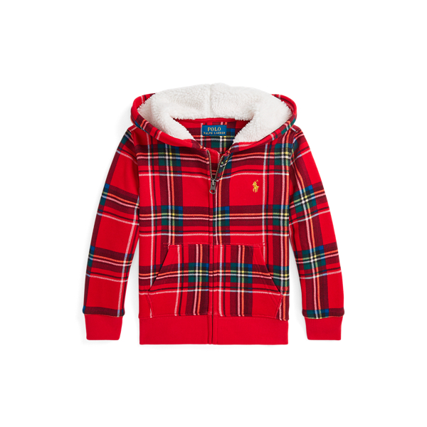 Stewart Red Plaid Fleece Full-Zip Hoodie Boys 2-7 1