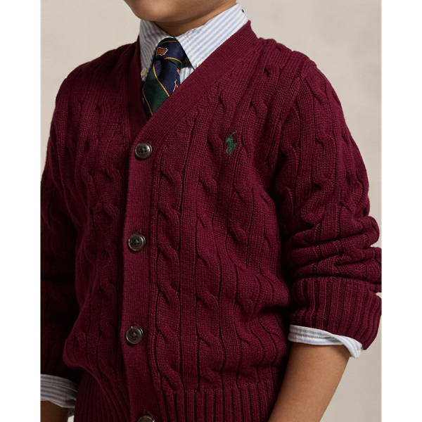 Cable-Knit Cotton V-Neck Cardigan