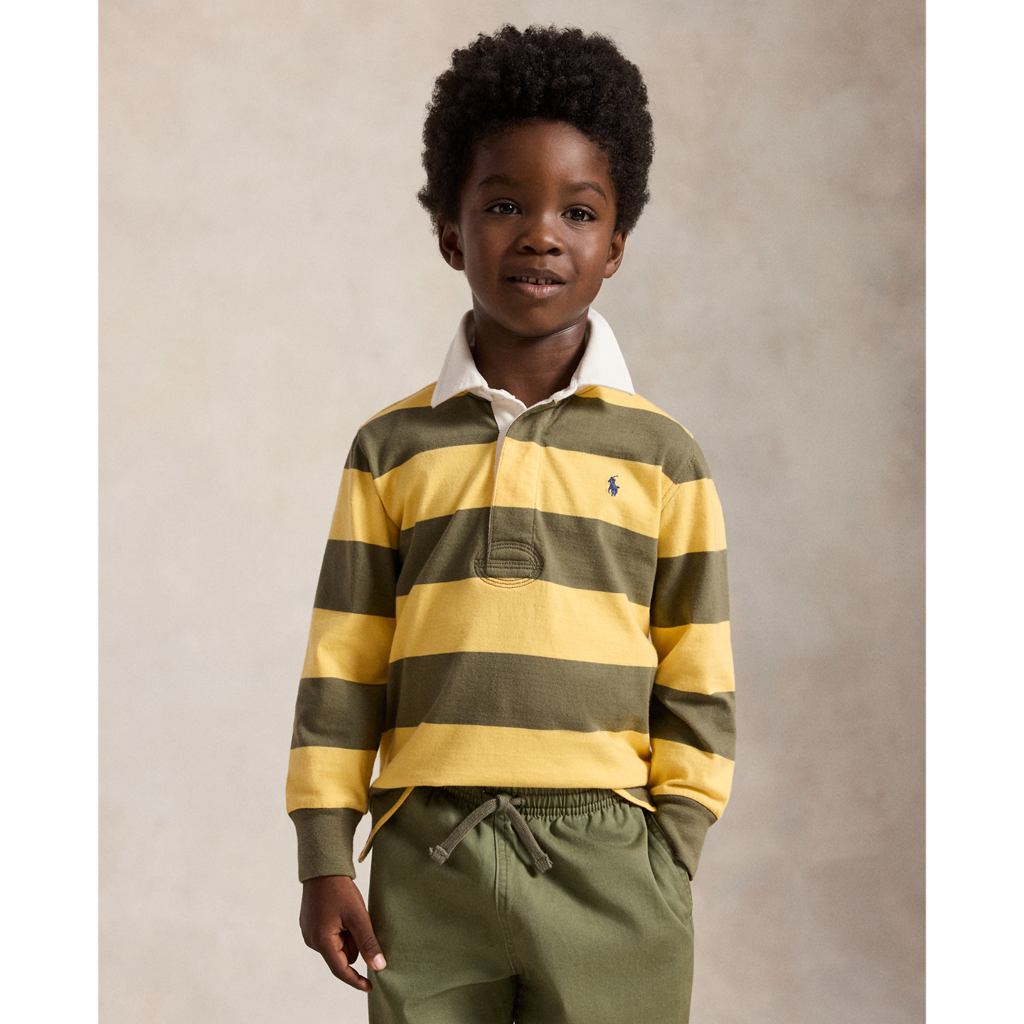 Рубашка Ralph Lauren The Iconic Rugby Shirt, цвет: Пляжный жёлтый / Оливковый — фото 5