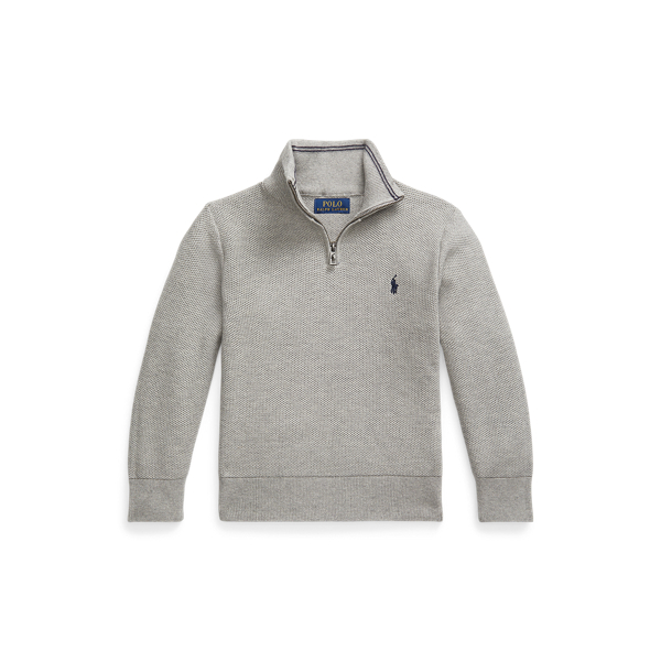 Mesh-Knit Cotton Quarter-Zip Jumper