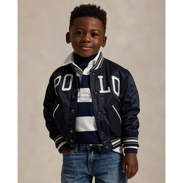 Aviator Navy Logo Twill Baseball Jacket Boys 2-7 1