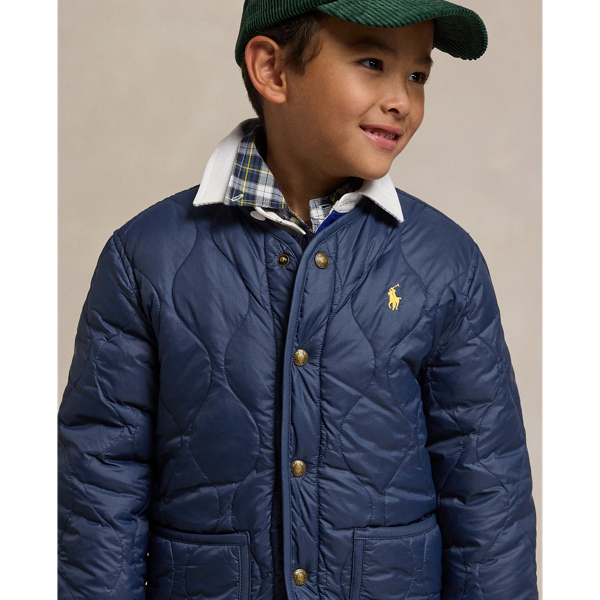 Newport Navy/Green Reversible Ripstop & Fleece Down Jacket Boys 2-7 5