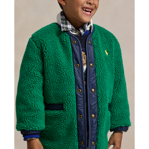 Newport Navy/Green Reversible Ripstop & Fleece Down Jacket Boys 2-7 6