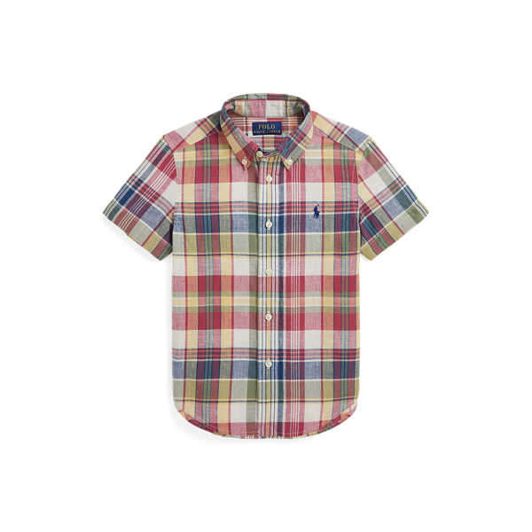 Cotton Madras Short-Sleeve Shirt Boys 2-7 for back to school 1