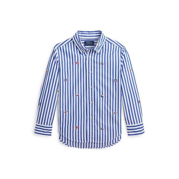 Sailing-Flag Striped Cotton Poplin Shirt