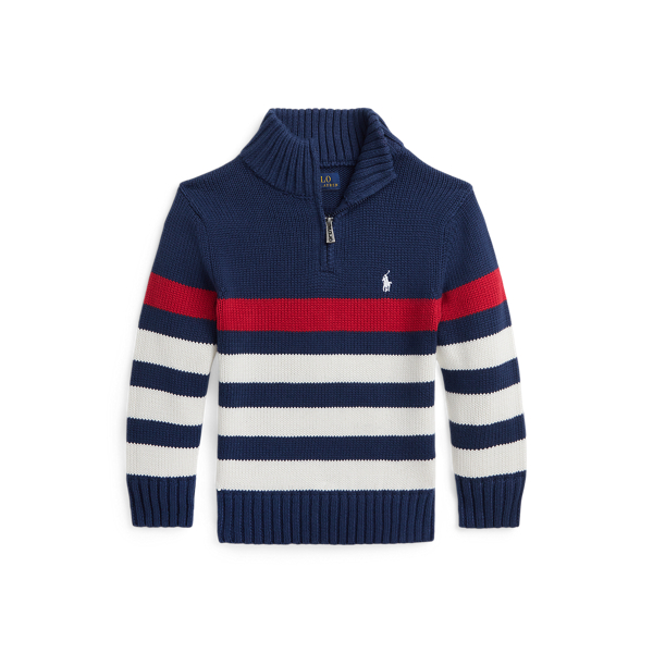 Striped Cotton Quarter-Zip Jumper Boys 1.5-6 Years 1
