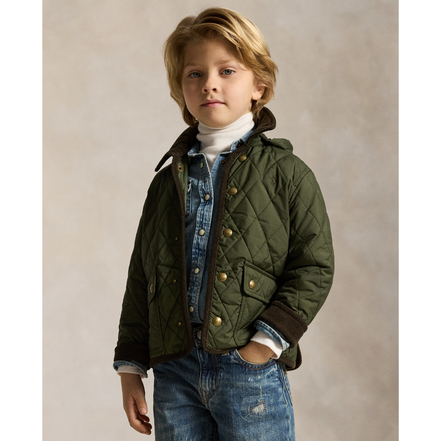 Детская куртка Ralph Lauren Hooded Barn, цвет: Оливковый — фото 4