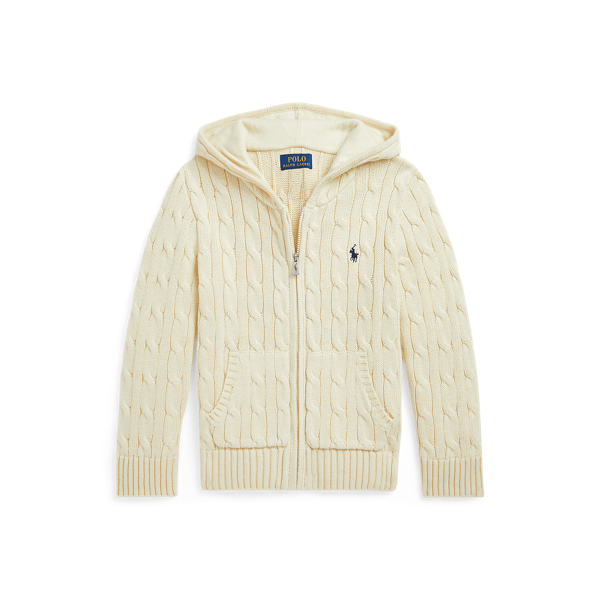 Cable Cotton Hooded Full-Zip Sweater