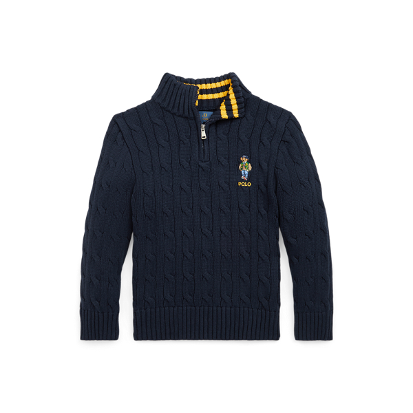 Polo Bear Cotton Quarter-Zip Sweater