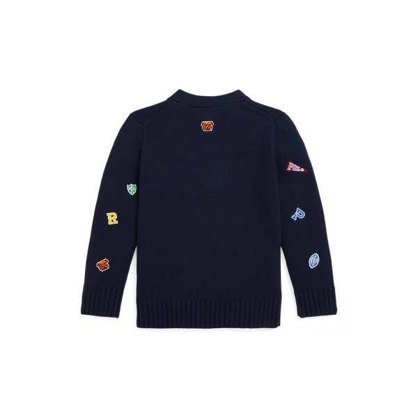 Varsity Inspired Cotton V Neck Cardigan for Boys Ralph Lauren UK