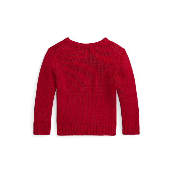 Red polo sweater with bear sales