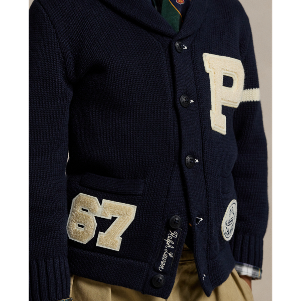 Polo ralph lauren cotton letterman cardigan on sale