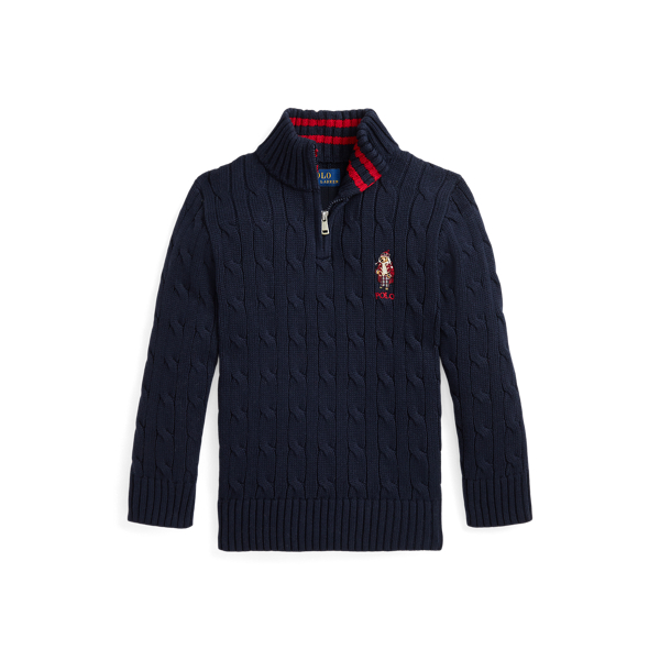 Polo Bear Cable-Knit Cotton Sweater