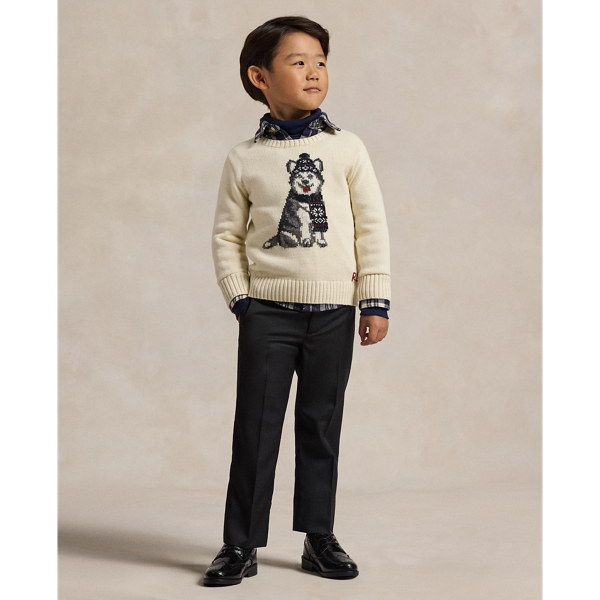 Dog-Intarsia Crewneck Sweater 